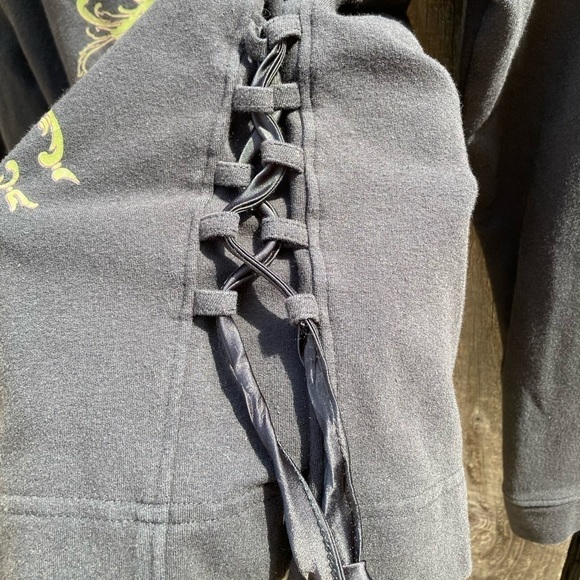 Women's Harley Davidson Hoodie Spell-Out Double Side M Lace Biker Full Zip Cycle - Picture 5 of 16